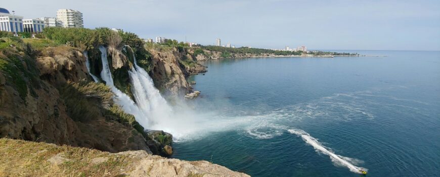 Antalya Düden waterfalls cascading into Mediterranean — Antalya travel guide
