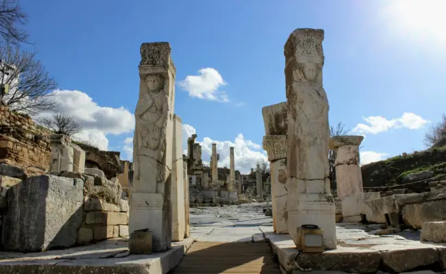 Library of Celsus at Ephesus on a 7 day Turkey itinerary — two-storey marble facade of the ancient Roman library