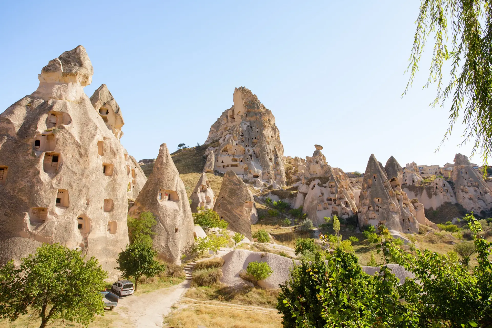 Goreme cave houses carved into rock in Cappadocia, the second region on custom routes built from the USA