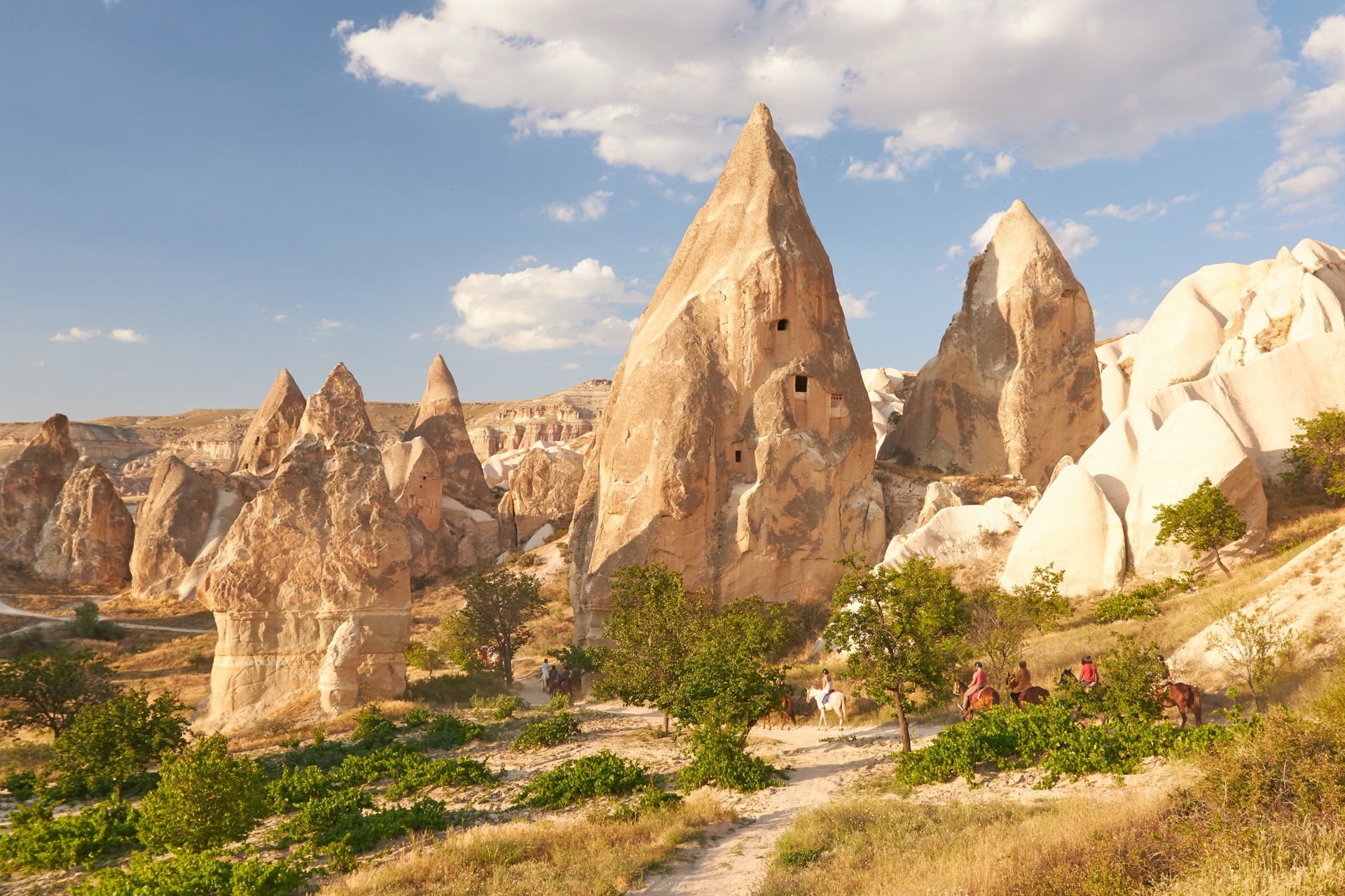 Rock formations in rose valley capadoccia in goreme turkey