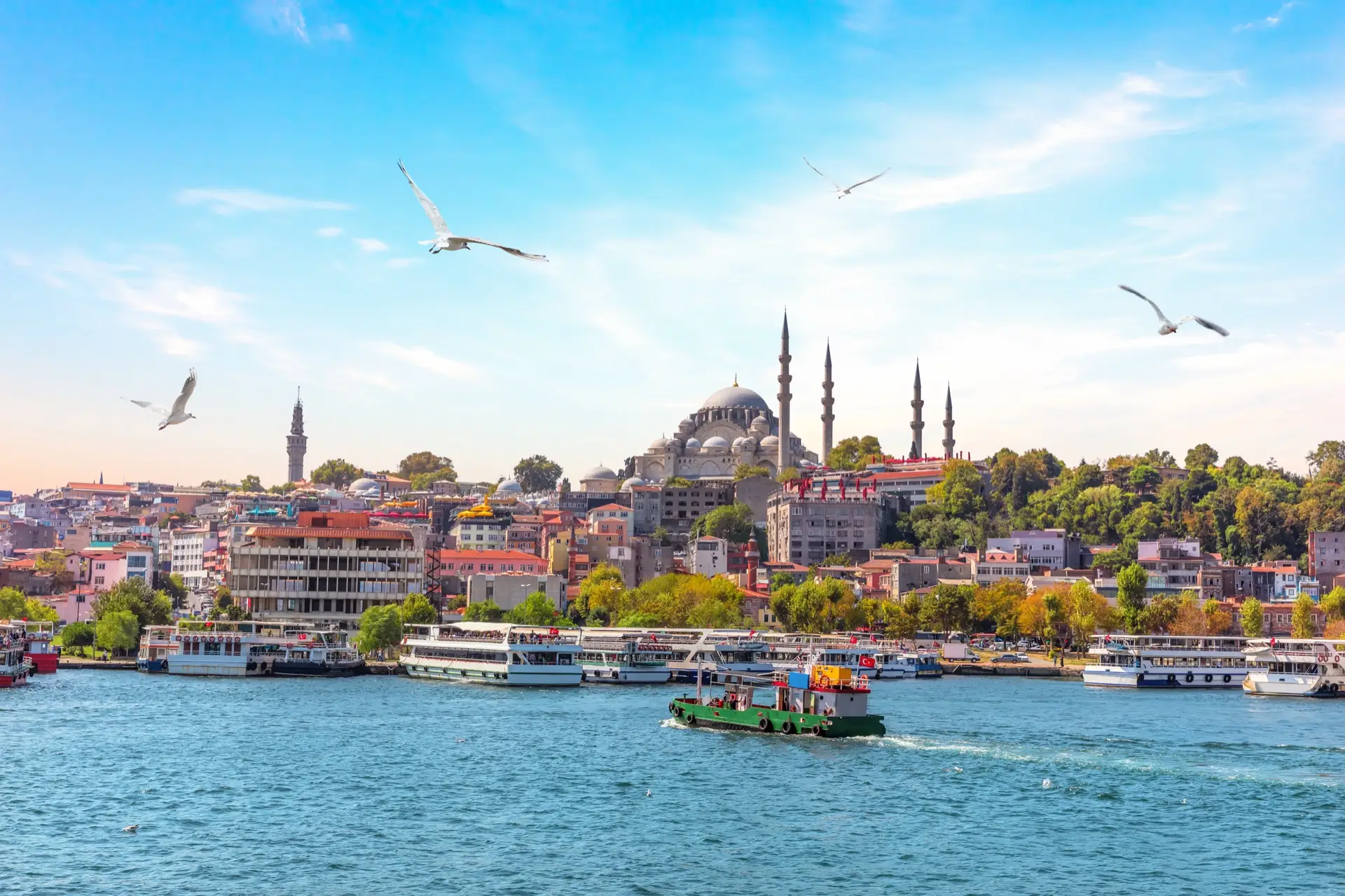 Eminonu pier and the Suleymaniye Mosque in Istanbul, the western half of Turkey where every route from Canada runs