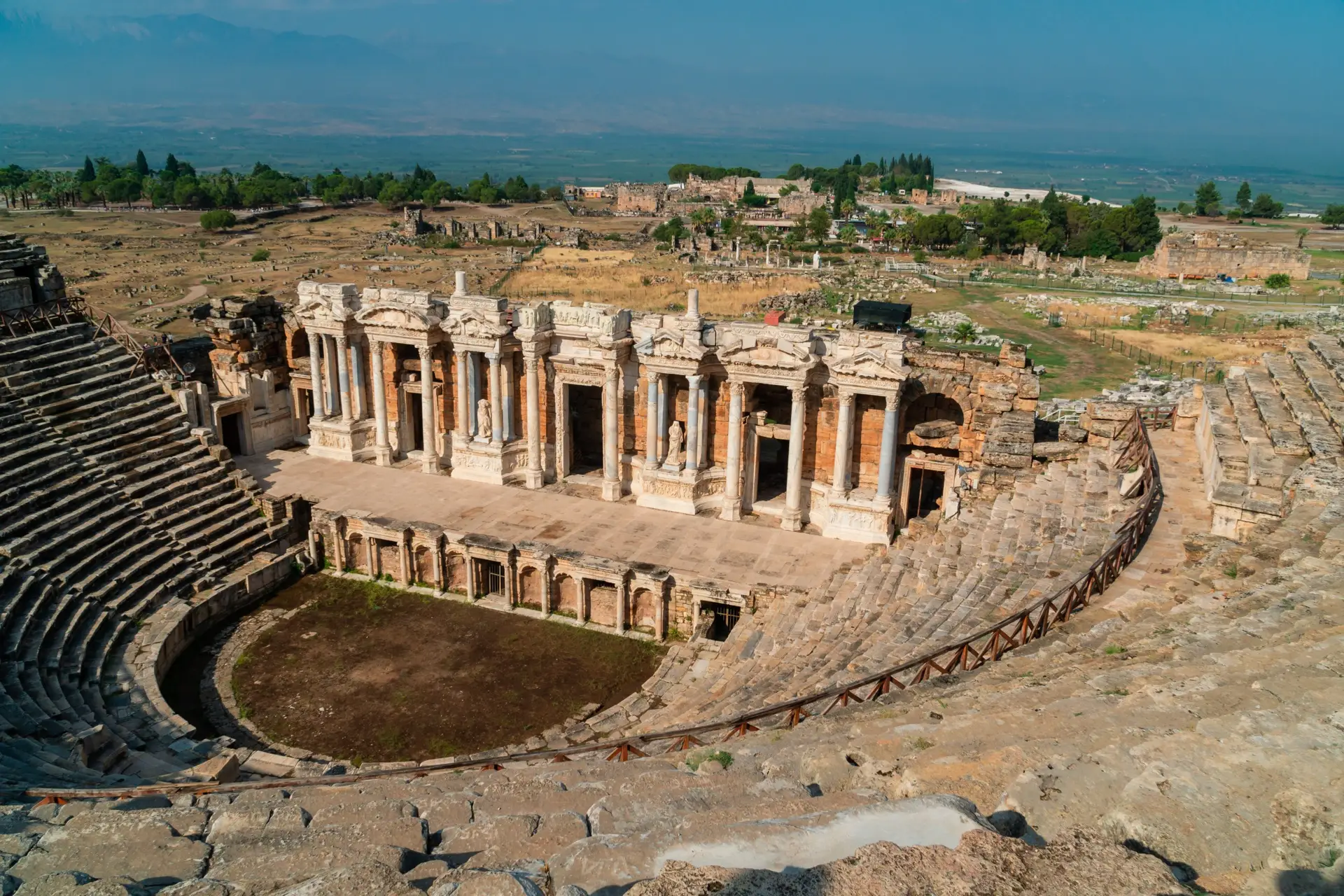 Views of the famous theater of hierapolis in pamukkale, Turkey